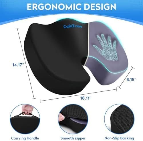 Memory Foam Orthopedic Seat Cushion for Sciatica, Tailbone & Back Pain Relief – Coccyx Support Pillow for Office, Car, Travel, Pregnancy & Long Sitting