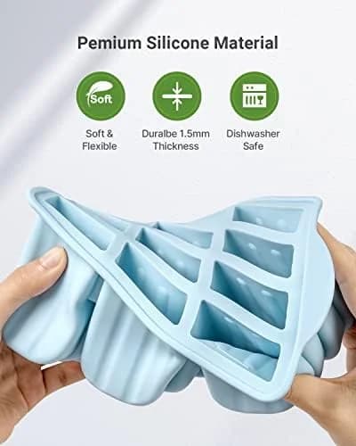 12-Piece Silicone Popsicle Molds Set, Easy-Release BPA-Free Ice Pop Maker with 50 Sticks, Storage Bags & Cleaning Brush