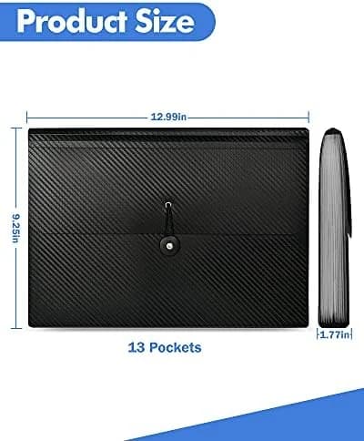 13-Pocket Expandable Accordion File Folder with Label Tabs, Elastic Closure, A4 Document Organizer for Home, School & Office